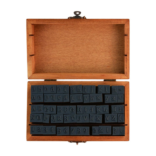 70Pcs Wood Letter Rubber Stamps, Vintage Capital Upper Lower Case Number Stamps Set with Wooden Box, Alphabet Stamper Seal Set for DIY Planner/Scrapbook/Card Making/Clay Crafts
