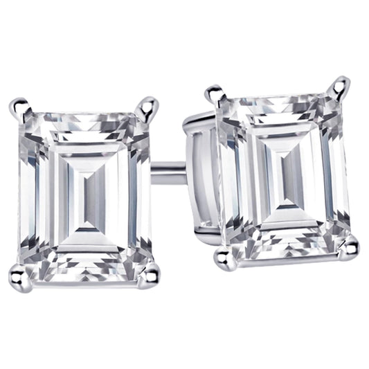 18K White Gold 0.5 Carat Radiant Shape LAB GROWN Diamond IGI Certified Stud Earrings for women 4 Prong Push Back (E/F Color VS2/SI1 CLARITY)