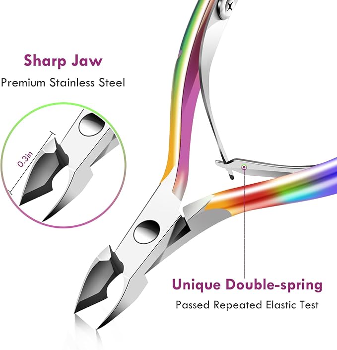 Cuticle Trimmer Cuticle Remover with Cuticle Pusher, XUNXMAS Professional Stainless Steel Durable Pedicure Manicure Tools Cutter Nipper Scissor Clipper for Fingernails and Toenails Dead Skin