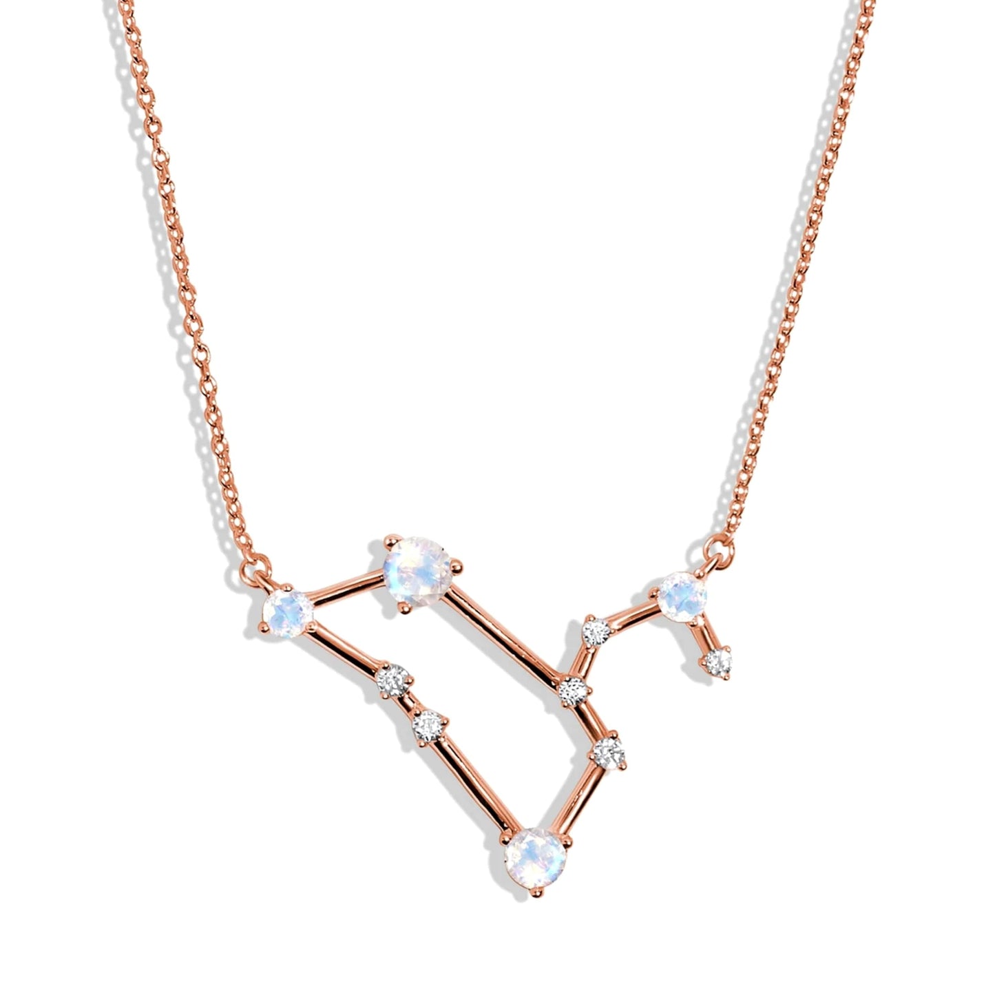 Moon Magic Moonstone Necklace - Leo Zodiac Constellation / 925 Sterling Silver - 18k Rose Gold - Yellow Gold Rainbow Moonstone Necklaces for Women/Authentic Rainbow Crystal Jewelry