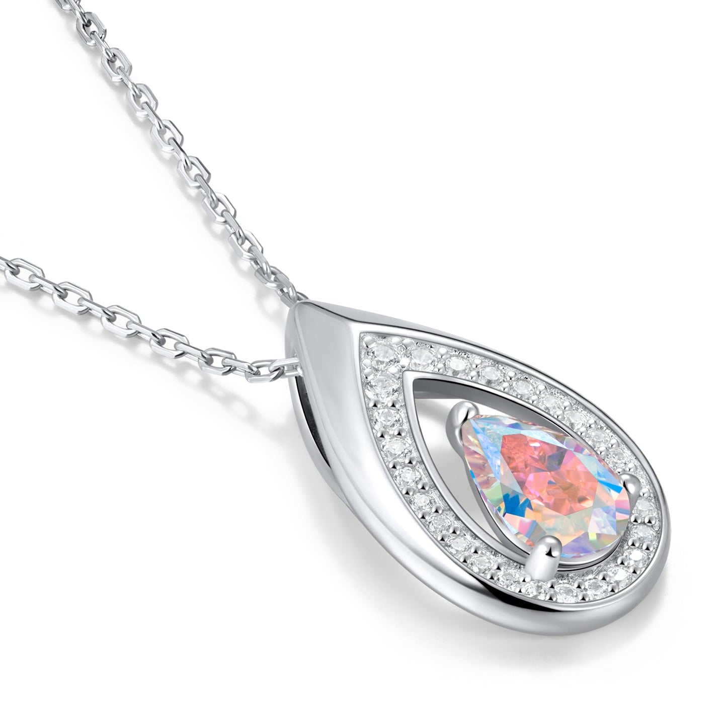 Kstyle 925 Sterling Silver Alexandrite June Birthstone Pendant Necklace Teardrop Jewelry Valentine's Day Anniversary Birthday Gift for Mom Sister Wife Girlfriend Her Non Tarnish