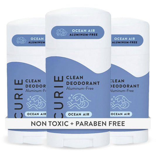 Curie Natural Deodorant for Women - Ocean Air - Aluminum Free, Clean, Sustainable, Vegan, Paraben Free (3pk)