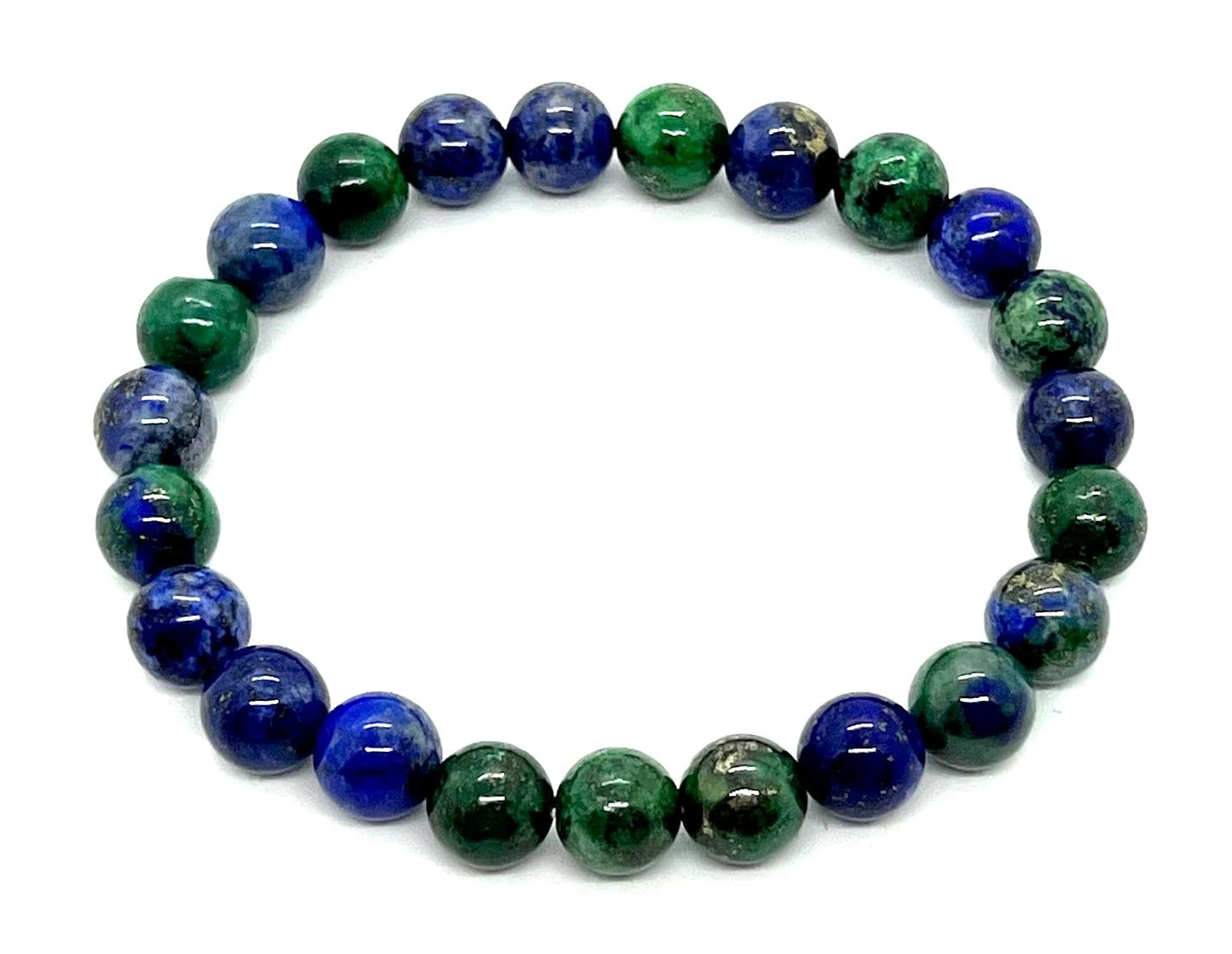 AWAKEN YOUR KUNDALINI Azurite Stretch Bracelet – 8mm Beads, Sagittarius Birthstone & Throat Chakra