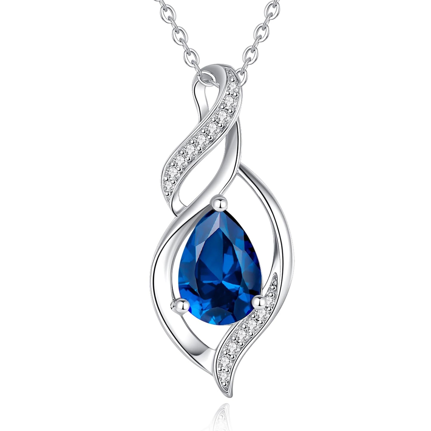 FANCIME December Birthstone Necklace for Women Blue Topaz Teardrop Necklace Sterling Silver Infinity Love Birthday Gifts for Mom Women Her, 16"+2" Inches
