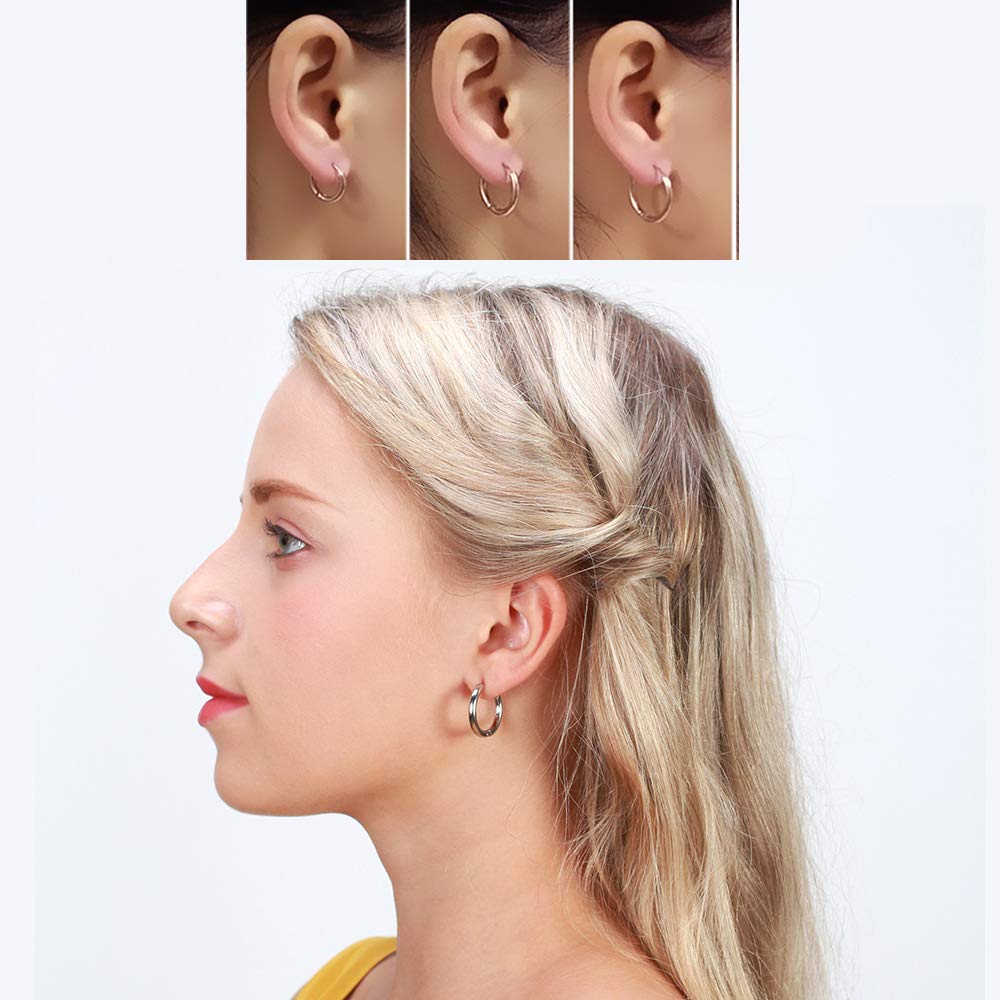 316L Surgical Stainless Steel Huggie Hoop Earrings 11mm Hypoallergenic Earrings Hoop Cartilage Helix Lobes Hinged Sleeper Earrings For Men Women (D02:11mm Silver(THK 2.0mm))