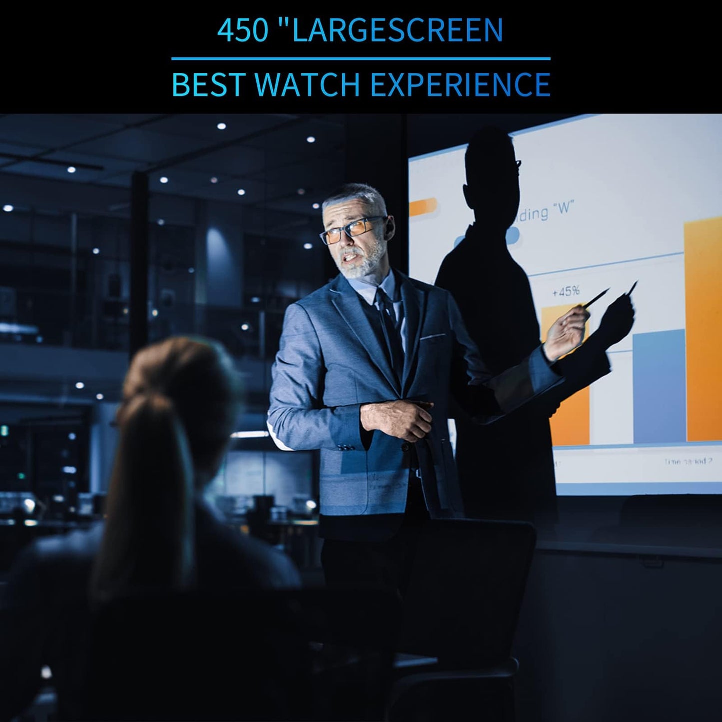 JIFAR Projector 4K with 5G WiFi & Bluetooth,2000ANSI Outdoor Projector with 450" Display,Movie Projector Support 4K,Dolby Audio,Zoom,Keystone,20W Speaker,4K Home Projector for TV Stick,iOS,Android,PS5
