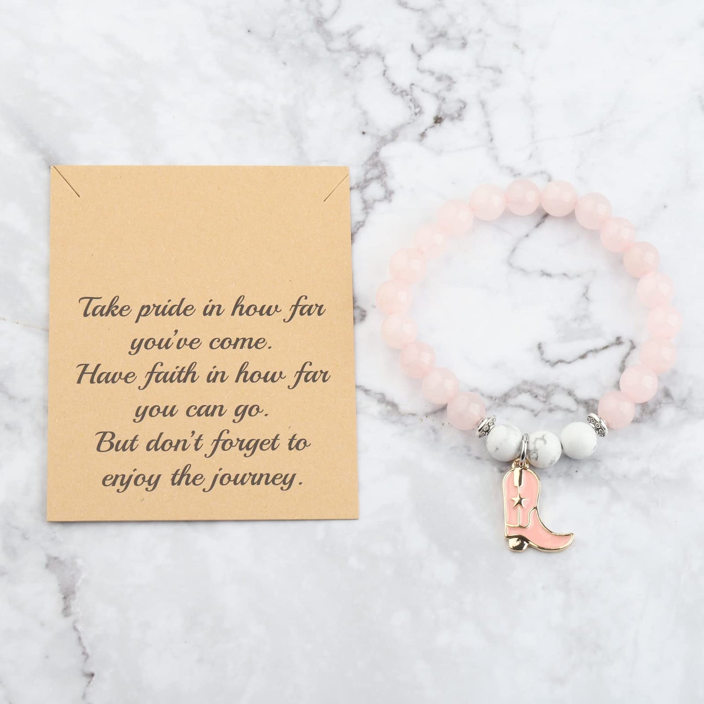 FUSTMW Cowgirl Boot Bracelet Horse Lovers Equestrian Gift for Horse Rider Owners Cowgirl Jewelry for Women (Pink Bracelet)