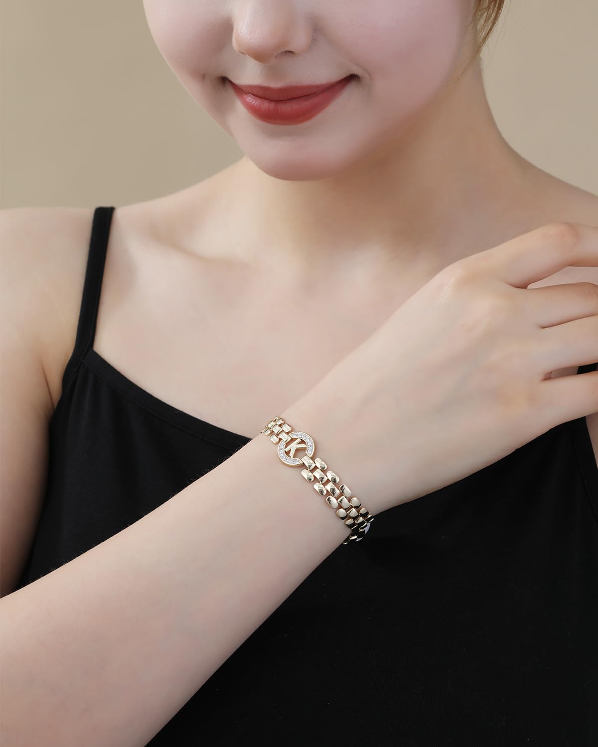 WEDDINEN Initial Bracelet,14K Gold Plated Letter Bracelets for Women, Thick Bangle Wrist Gold Alphabet Bracelet for Women, Christmas Gifts for Women Jewelry Initial Y Charm Chain