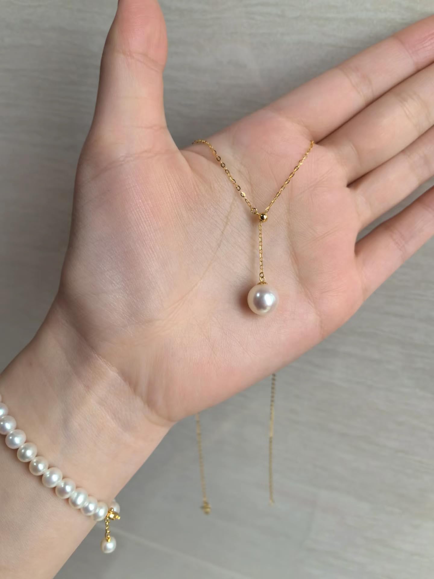 Zeffy Long Pearl Necklaces Dainty Gold Pearl Lariat Necklace Prom Drop Dangle Adjustable Necklace Trendy Simple Pearl Choker Y-Shaped Chain Wedding Women's Jewelry Set Gift
