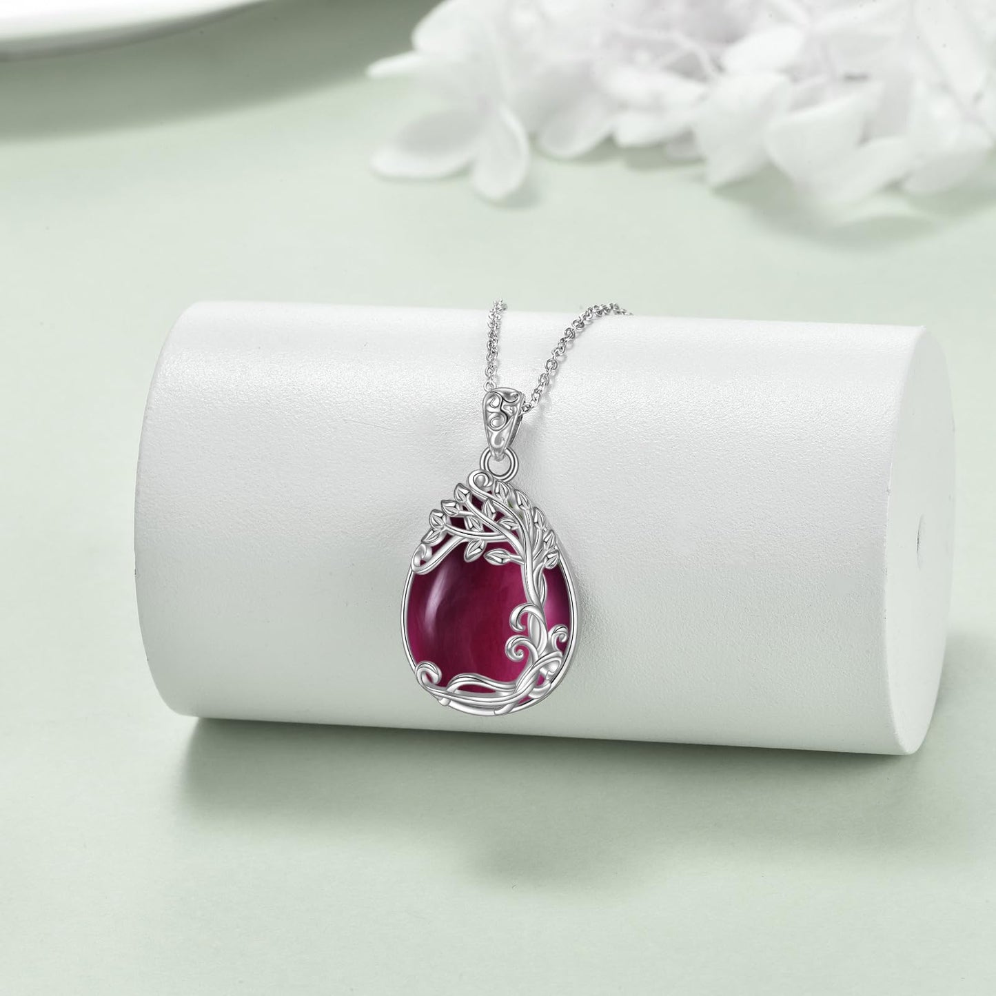 YAFEINI Amethyst Necklace Sterling Silver Tree of Life Pendant Necklace Purple February Birthstone Jewelry Gifts for Women (NN-Tree of Life Amethyst Necklace)