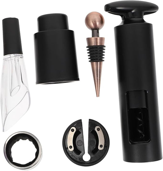 LABRIMP 6pcs Rotary Bottle Opener Set Includes Wine Pourer and Stopper Wine Accessories for Home