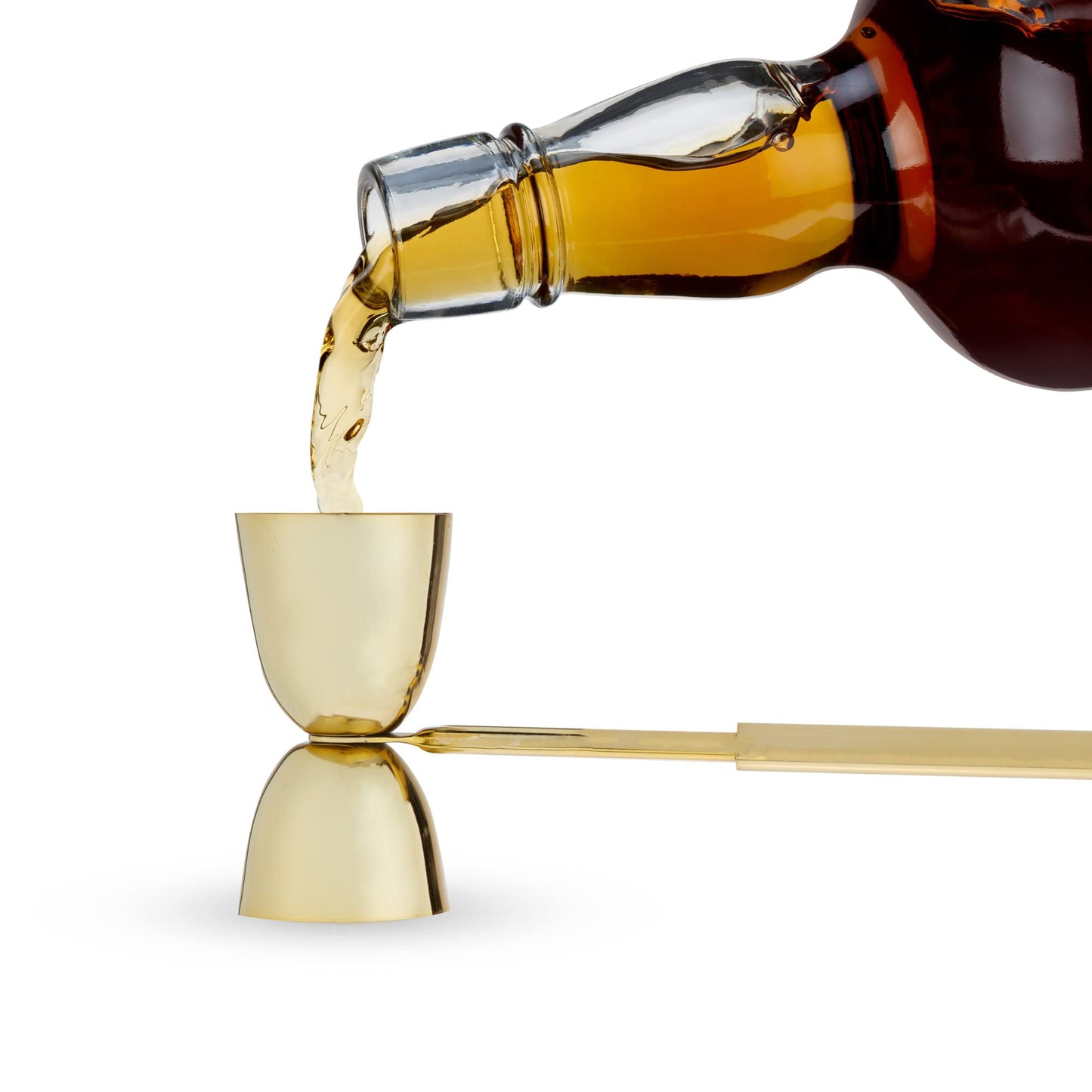 Twine Bar Tool Set Includes Hawthorne Strainer, Citrus Knife, Ice Tongs, Double Jigger with Marble Display Stand for Classic Cocktails and Cold Brew Drinks, Home Bar Cart Accessories, 4-Piece, Gold
