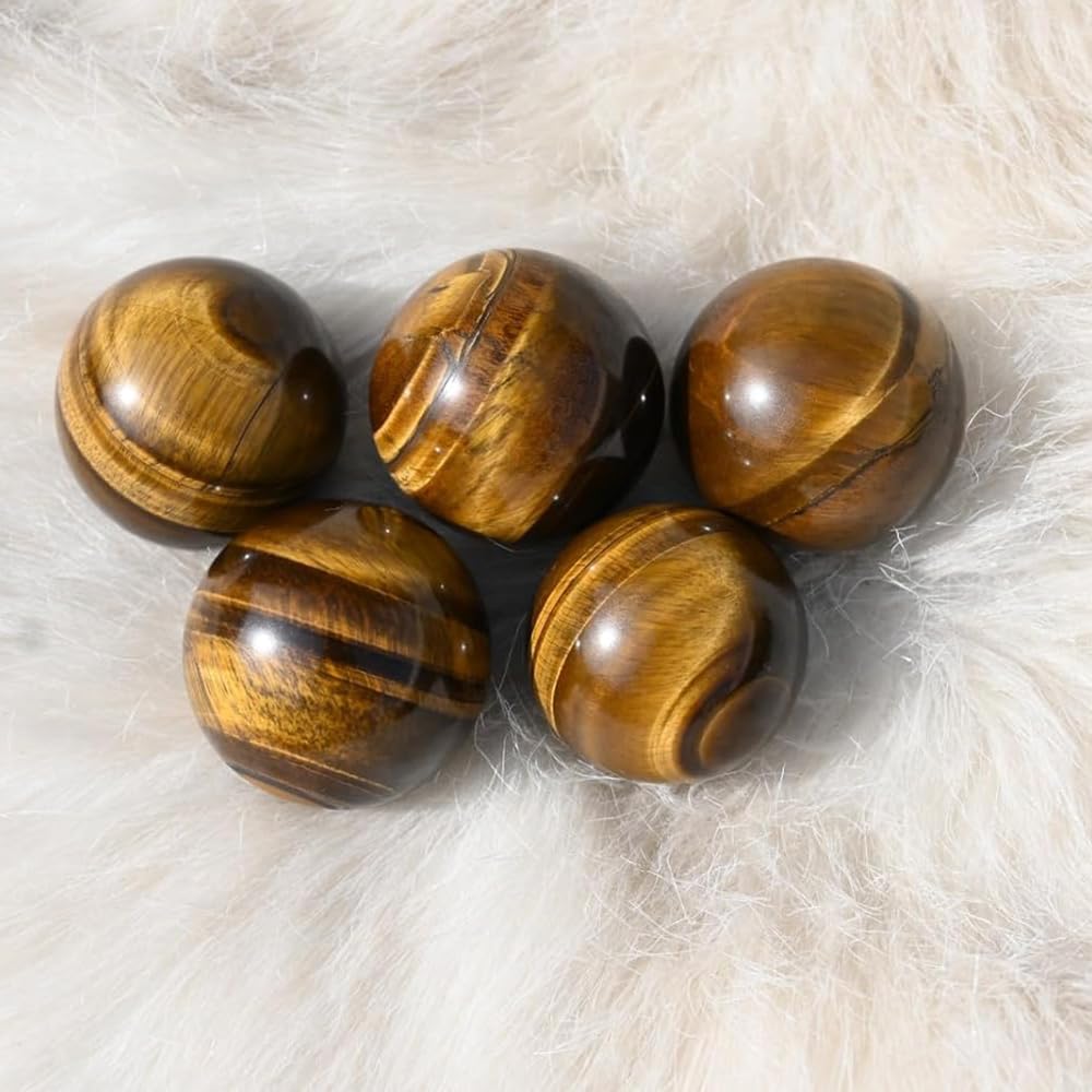 AierCrystal Natural Stone Crystal Sphere Feng Shui Home Decoration Ball Positive Energy Scrying Orb for Meditation Tool for Spiritual Space Purification Globe Diameter 5-6cm Tiger's Eye Sphere