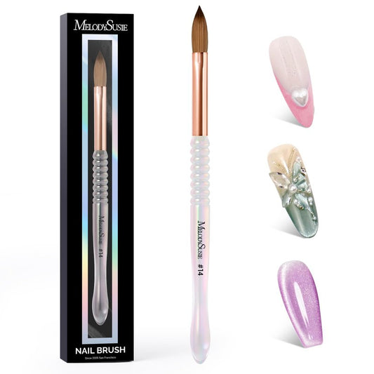 MelodySusie Kolinsky Acrylic Nail Brush, 80% Pure Kolinsky Hair, Professional Nail Brush for Acrylic Powder Nail Extension and 3D Nail Carving, Nail Art Tools for DIY Home Salon, Size 14