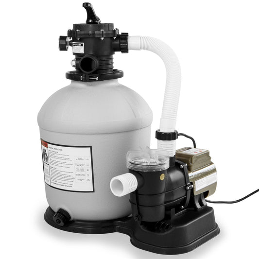 XtremepowerUS 16" Sand Filter Pump for Above Ground Swimming Pool 3/4 HP Pool Pump with Timer Function up to 15,000 Gallons Pool 3,100 GPH High-Flow Improved Circulation and Filtration