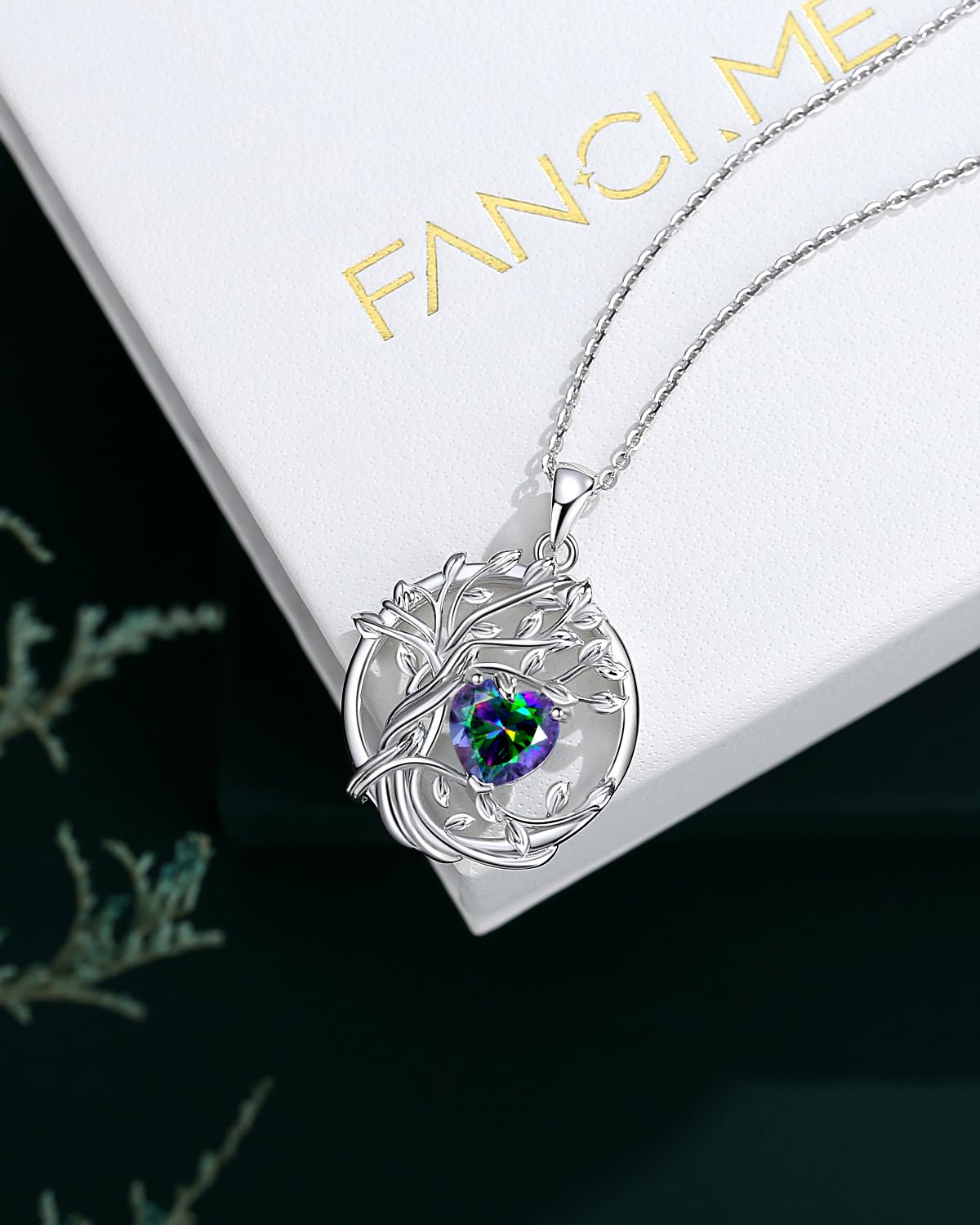 FANCIME Tree of life Birthstone necklace for women Sterling Silver Tree Jewelry Alexandrite Pendant June Birthstone Necklace Gemstone Birthday Mothers Day Gifts for Mom Wife Her