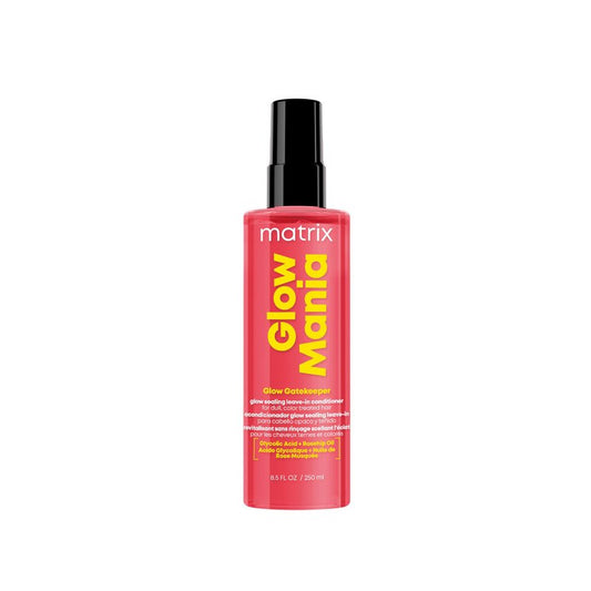 Matrix Glow Mania Leave In Conditioner - Glow Gatekeeper, Enhances Shine and Preserves Color Vibrancy with Heat Protection, Glycolic Acid & Rosehip Oil, For Dull & Color-Treated Hair, 8.5 Fl Oz