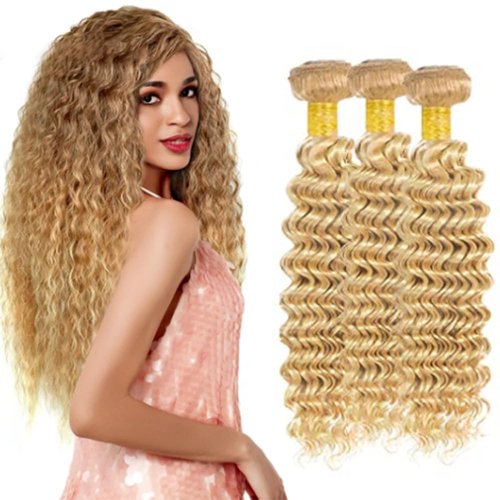 Giginger Bundles Human Hair P27/613 Blonde Deep Wave Human Hair Bundles 20 22 24 Inch Highlight Honey Blonde Unprocessed Quick Weave Soft Sewn In Hair Extensions for Black Women