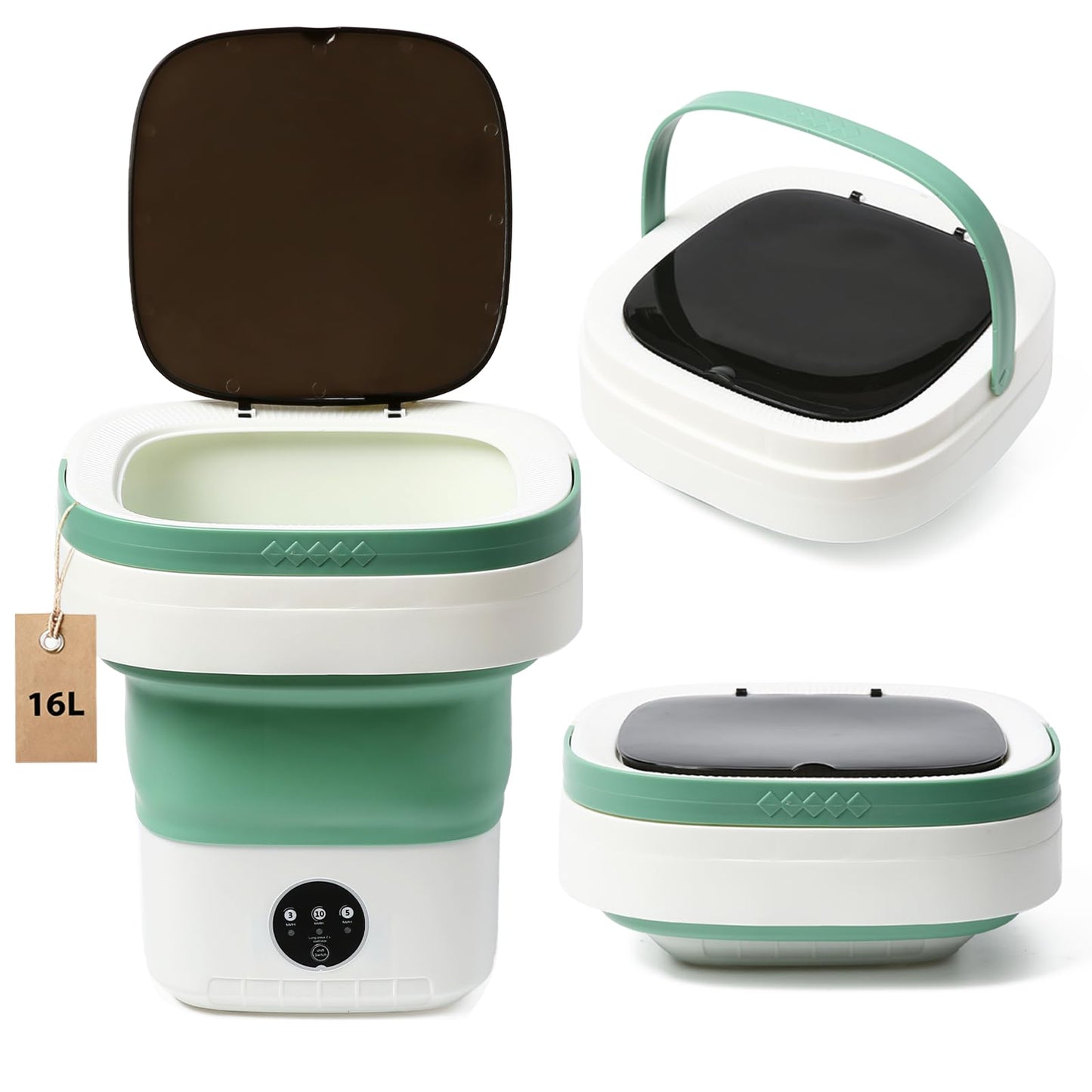 PXNTLA Mini Portable Foldable Washer - 16L Portable Washing Machine, Spin dryer, Small Folding Washing Machine 3 Cleaning Modes for Baby Clothes/Intimate Apparel, for Travel, Home