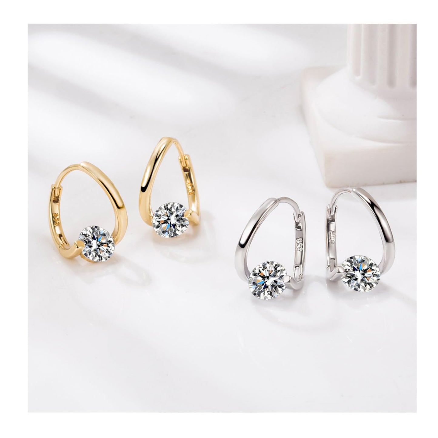 Halolux Lymphvity Germanium Earrings - Dainty CZ Zircon Acupressure Earrings for Lymphatic Drainage Gifts (Gold)