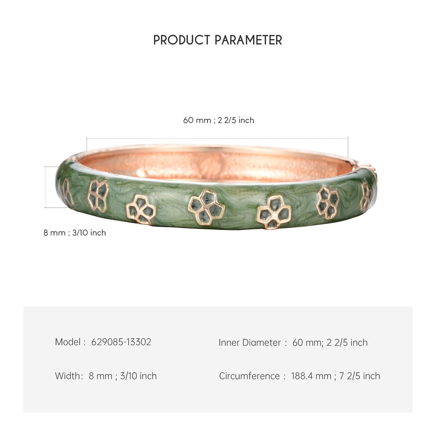UJOY Enamel Flower Bracelet Gorgeous Painting Wedding Birthday Gifts Cuff Bangles Jewelry Golden Plated 55B21 Green