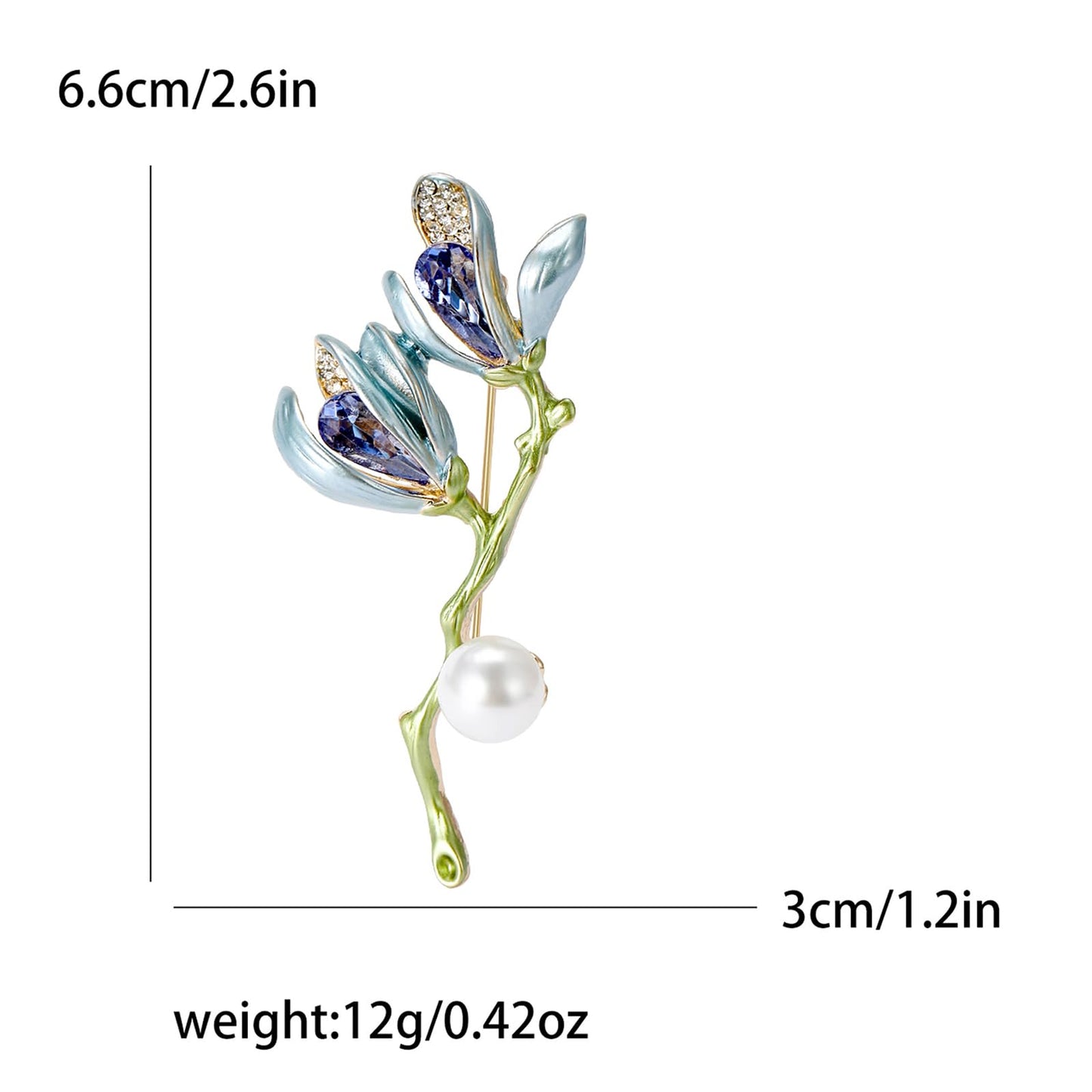 Vcagirest Exquisite Magnolia Flower Brooches for Women Rhinestone Brooches Lapel Pins Birthday Holiday Gift for Wife Mother