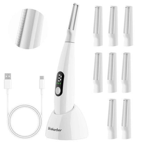Skinharbor Sonic Dermaplane Razor for Women Face,Women’S Facial Exfoliation & Peach Fuzz Hair Removal System,Anti-Aging–3 Speeds–8 Dermaplaning Blades–Rechargeable,Sonic Dermaplaning Tool