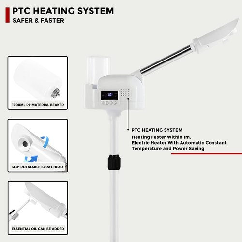 Hovinke Professional Facial Steamer On Wheels for Esthetician, Touch Screen Vaporizador Facial Steamer with Hot Mist&Timer Function, Spa and Home Use