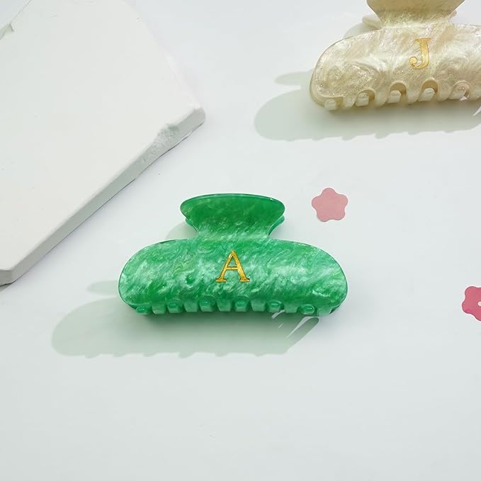 Initial Cute Hair Clips - Letter Elegant Hair Claw Clips, Fashion Glitter Claw Clips Durable Hair Clips, Wedding Gift, Bridesmaid Gifts, Birthday Gifts, Christmas Gift, Green Letter R