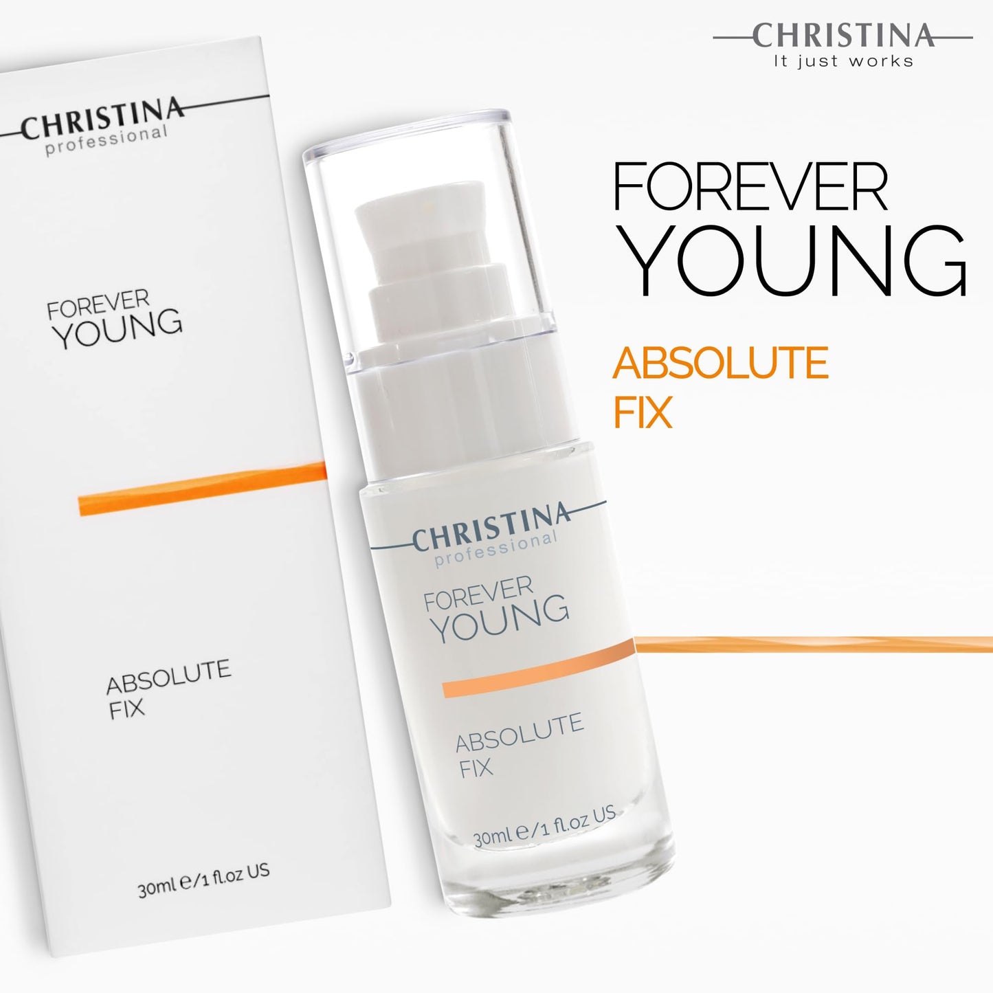 Christina Forever Young Absolute Fix Peptide Serum For Face with Vitamin C | Collagen Boosting, Skin Tightening Effect | Daily Moisturization Face Serum | For Combination, Dry, Normal Skin 30ml