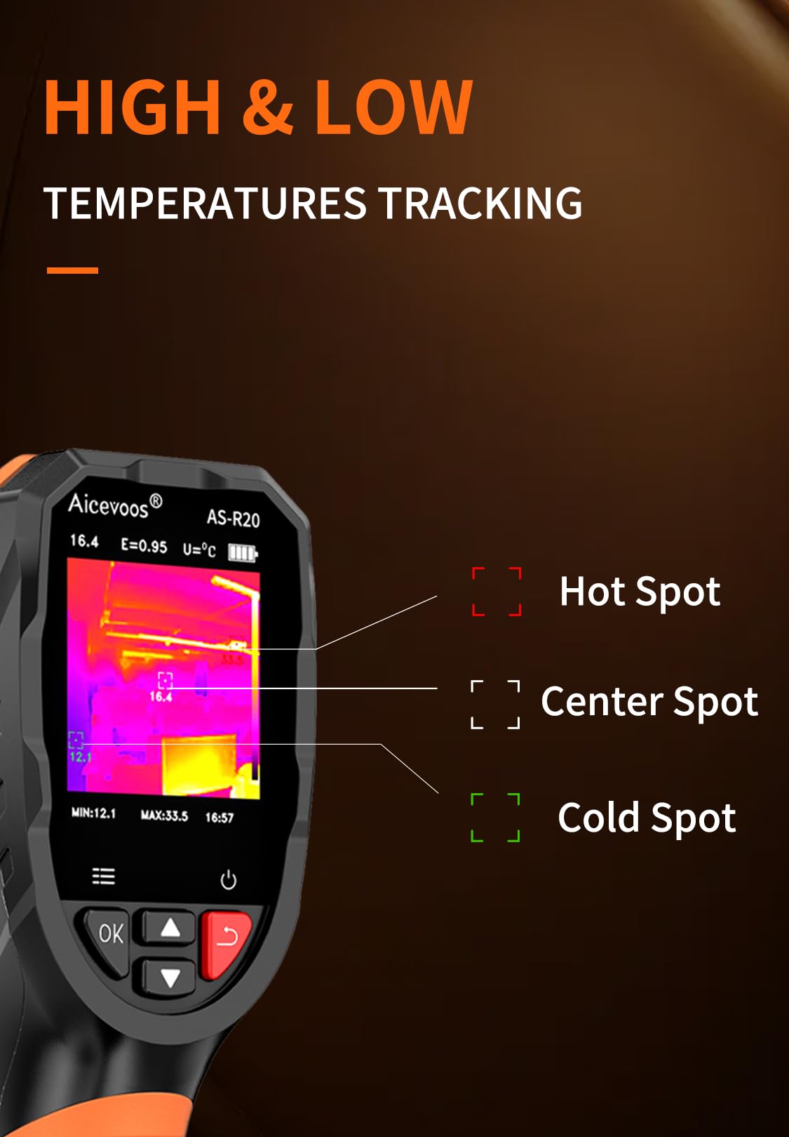 Aicevoos R20 Handheld Thermal Camera, Super Resolution 240 x 240, Thermal Imaging Camera with Laser Pointer, 96 x 96 IR Resolution, 25 HZ Infrared Camera, -4°F to 1022°F, 50° FOV, Thermal Imager