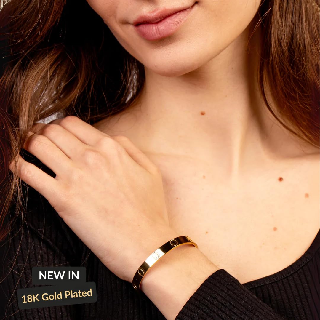 CALMI - Magnetic Wellness Bracelet with Adjustable Stainless Steel Design - 18K Gold-Plated - Wearable Magnetic Field Accessory for General Wellbeing | Unisex (Gold)