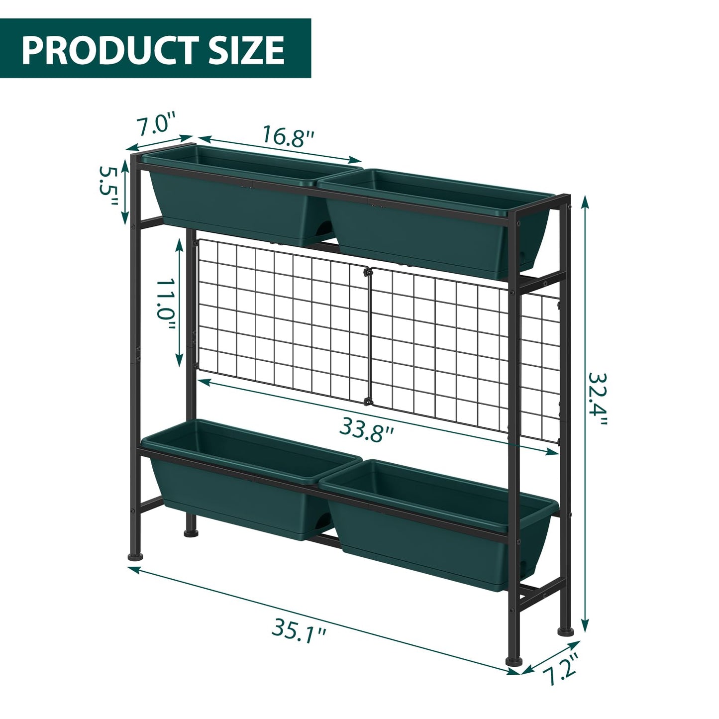 OYEAL Raised Garden Bed with Legs & & Trellis 32" Tall Vertical Herb Garden Planter Indoor Outdoor Elevated Flower Beds for Gardening, Vegetables, Herbs, Patio, Balcony, Backyard, Green