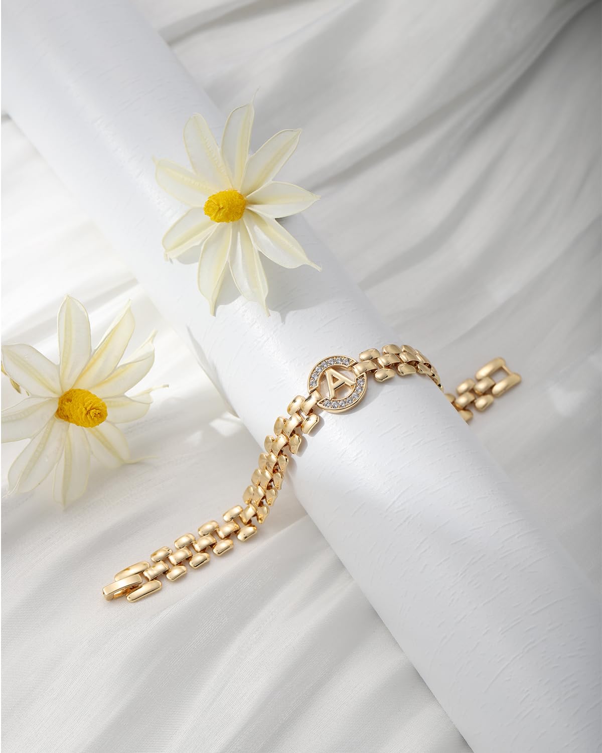 WEDDINEN Initial Bracelet, 14K Gold Plated Letter Bracelets, Thick Bangle Wrist Gold Alphabet Bracelet, Christmas Gifts for Women Jewelry Initial X Charm Chain