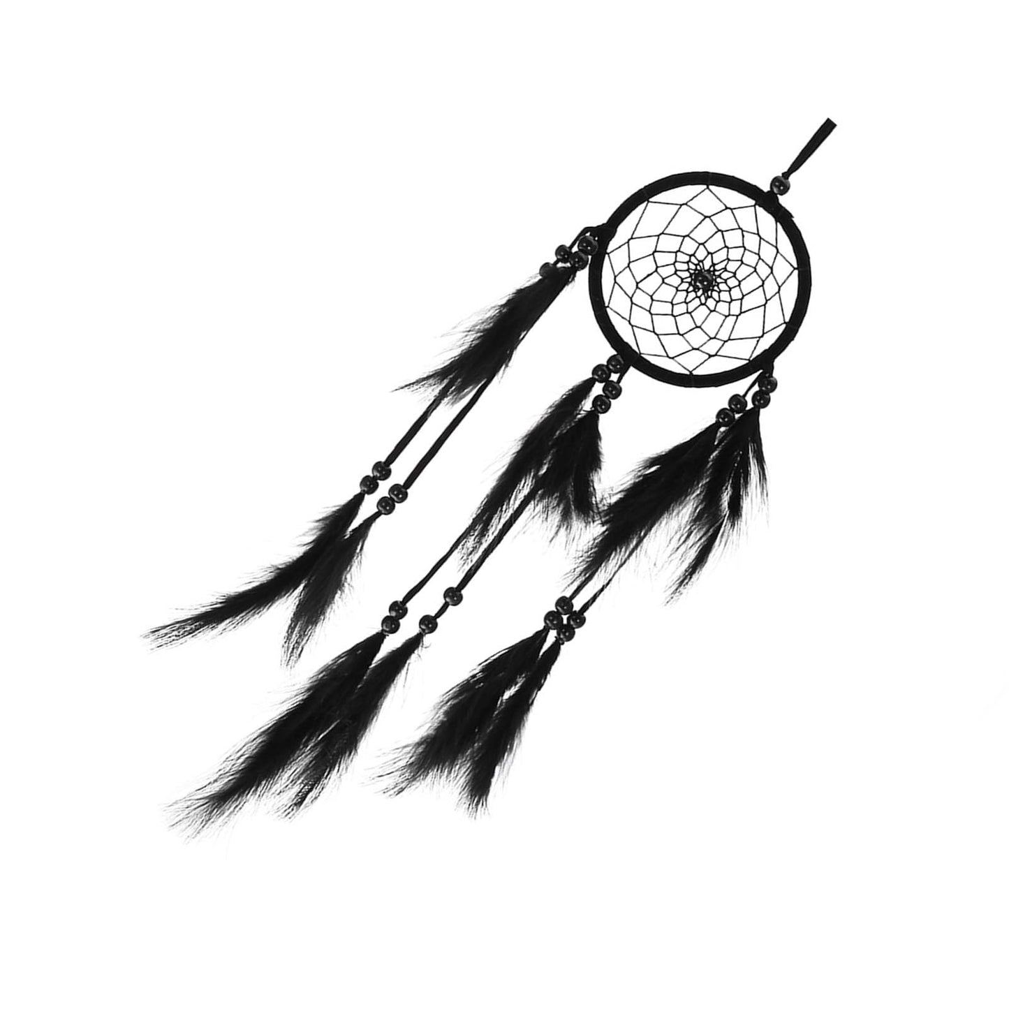 Handmade Large Wood Beads Dream Catcher Dreamcatcher Craft Hanging Pendant Ornament Gift for Living Room Home Decoration Wedding and Festivals (Black)