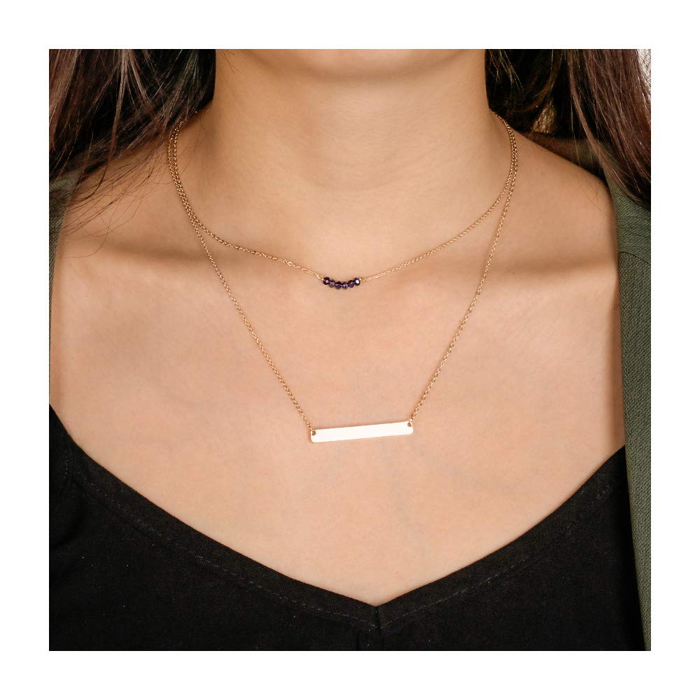 Turandoss Choker Necklaces for women Bar Hammered Disc Necklace Handmade Jewelry Layered Necklace Simple Layered Chokers for Women