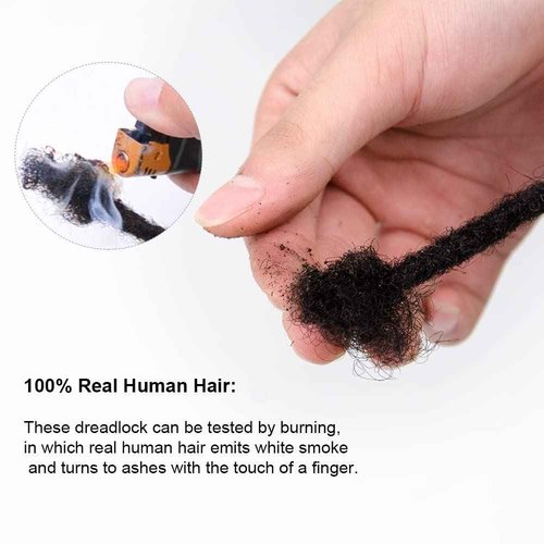 FAMILOCS Loc Extensions Human Hair 0.2cm Width 8Inch-16Inch 20 Strands Dreadlock Extensions for Man/Women Handmade Permanent Soft Locs with Needle and Clips (14Inch, 20 Strands)