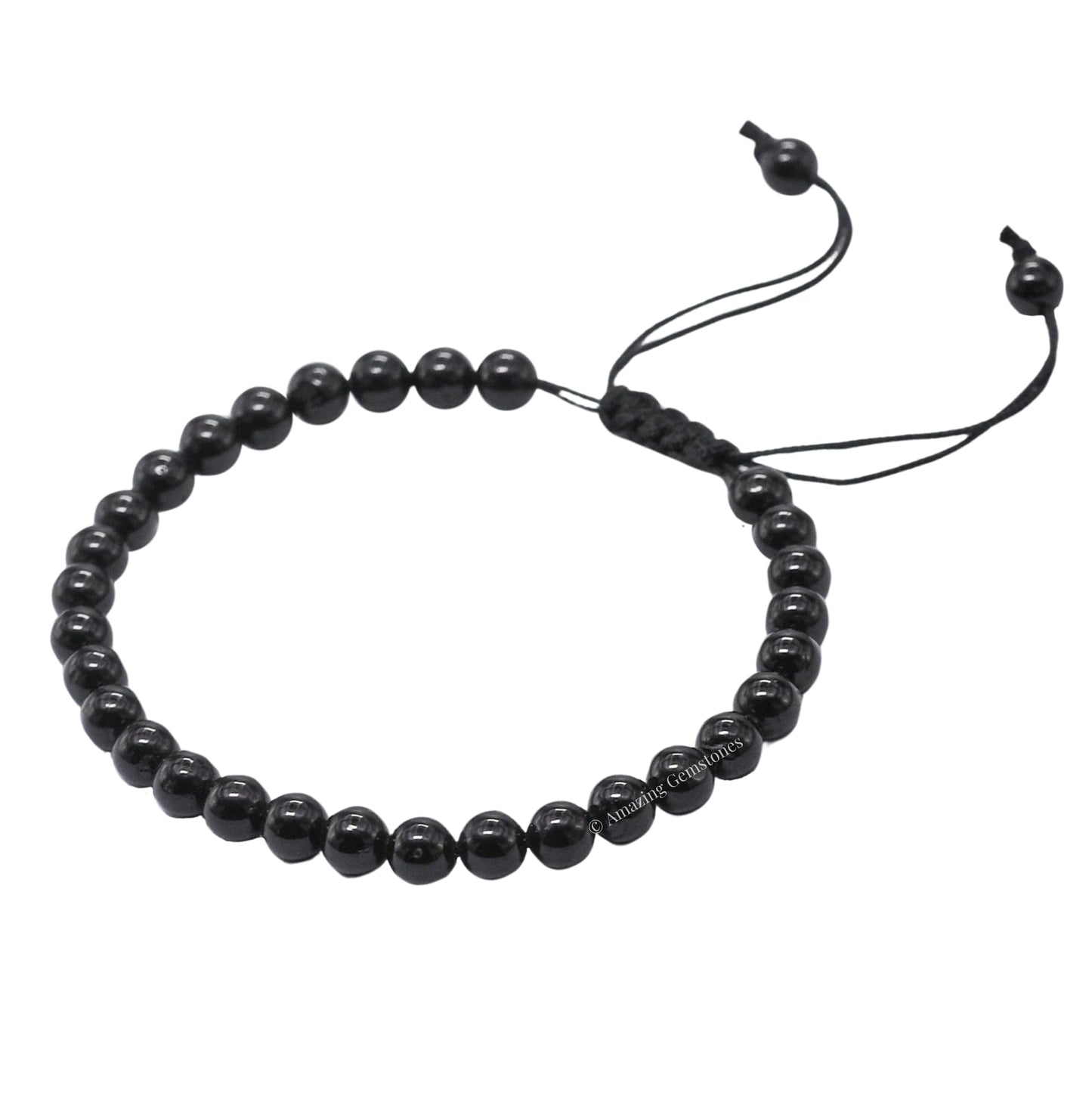 Amazing Gemstone Black Tourmaline Bracelet for Women Men's Gifts - Protection Healing Crystal Bracelet - 6mm Gemstone Beaded Adjustable Bracelet Pulseras Para Hombres Mujer Stocking Stuffers