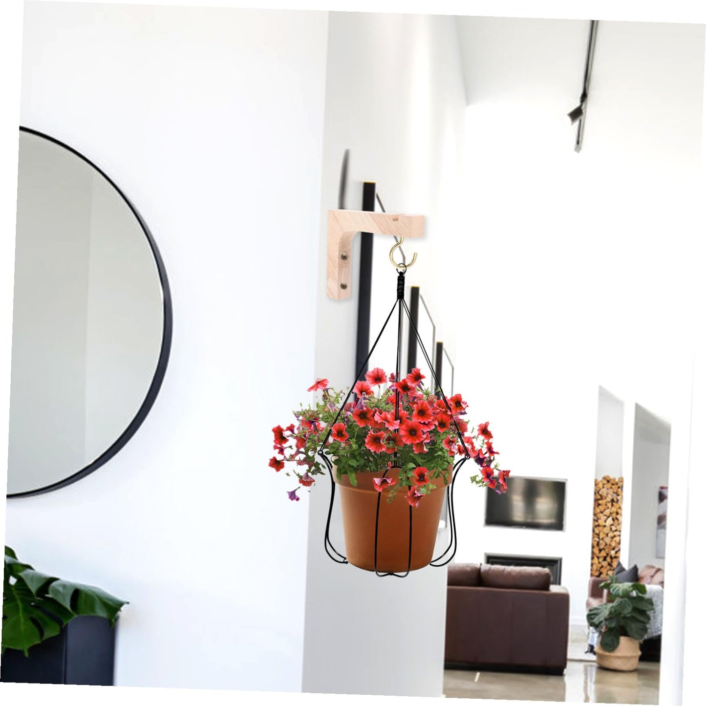 ARTIBETTER Wooden Plant Hangers 2pcs Planter Hooks for Wall Heavy-Duty Indoor Outdoor Hanging Plant Brackets Flowerpot Holders Suitable for Garden Patio