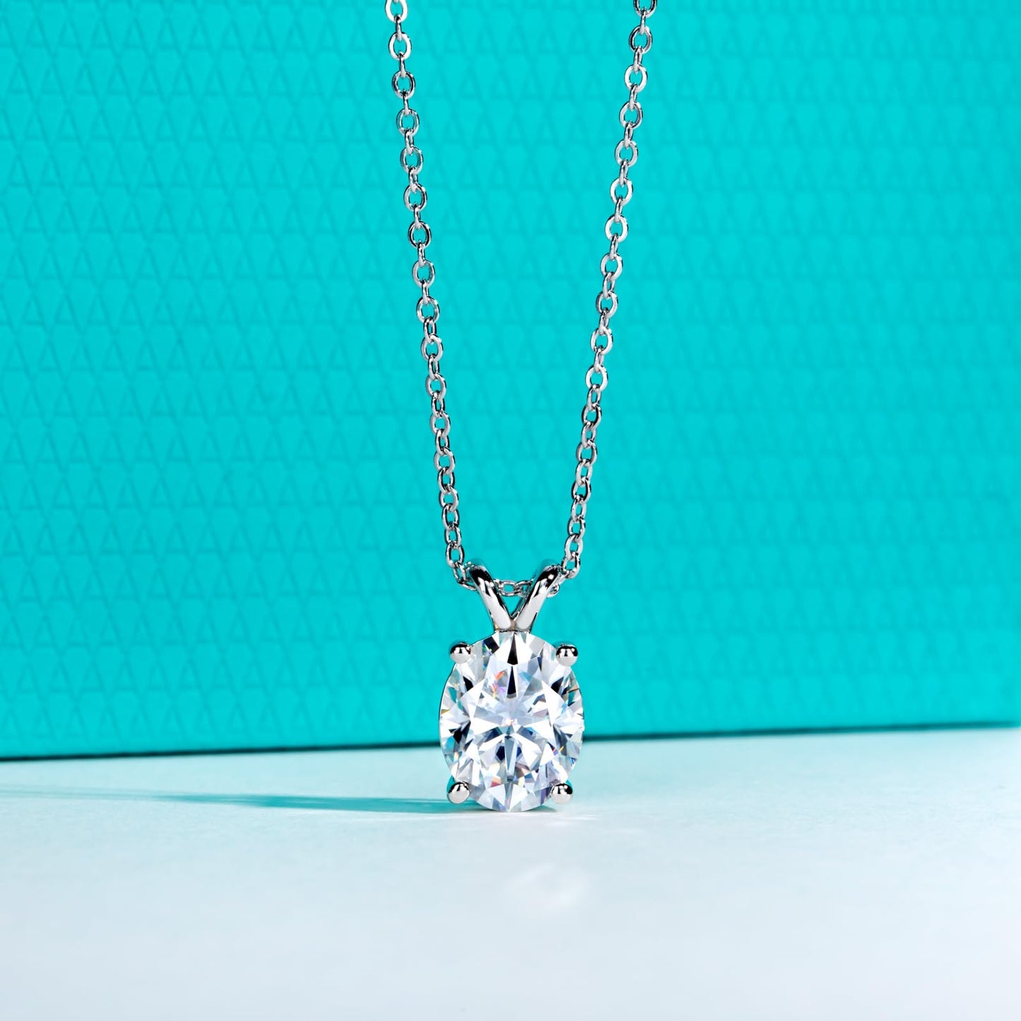 AnuClub Oval Cut Moissanite Pendant Necklace 2CT D Color VVS1 925 Sterling Silver Everyday Wear Necklace for Women Wife Her with Certificate, 40+2+3cm Adjustable Chain