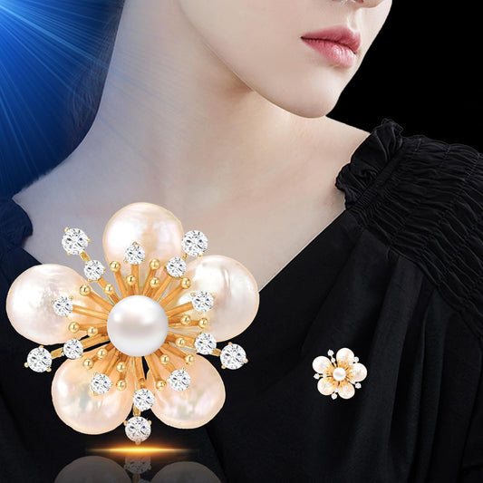 AILONMEI Brooches and Pins for Women Elegant Flower Pearl Brooches Costume Broches Jewelry Lady Christmas Pin for Women (GD-1764)
