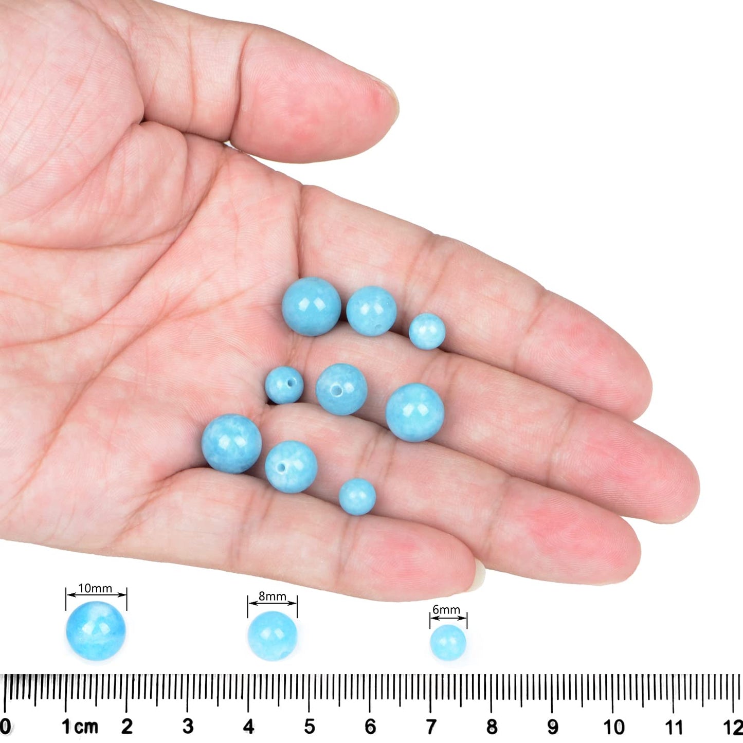 AD Beads Natural Gemstone Round Loose Beads 15" for Bracelet Necklace Earrings Jwelery Making Crafts DIY (10mm, Aquamarine Jade)