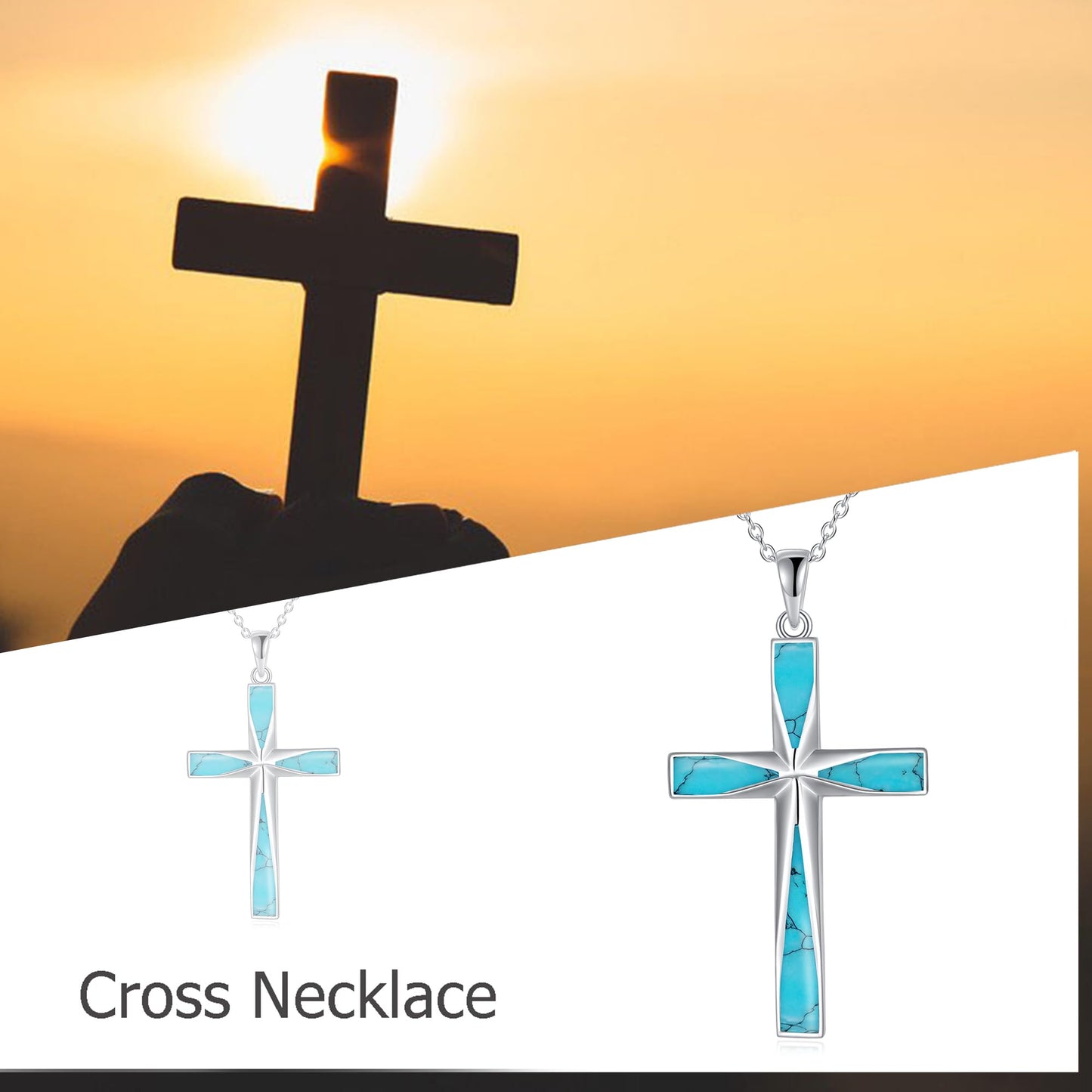 ONEFINITY Religious Cross Pendant Necklace Sterling Silver Origami Cross Pendant Gifts for Women Men Jewelry