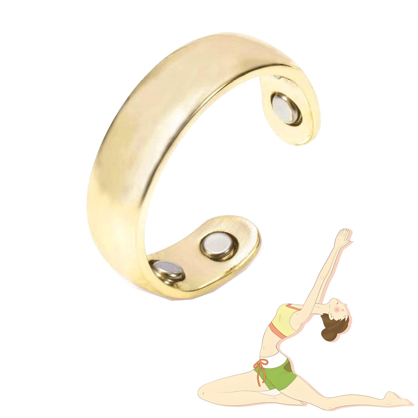 ZCVFA Stainless Steel Auvulis Migraine Rings Magtherapy Lymphatic Drainage Rings Lymph Nodes Acupuncture Therapy Anti Snoring Ring Migraine Relief Health Jewelry for Men and Women（Gold）