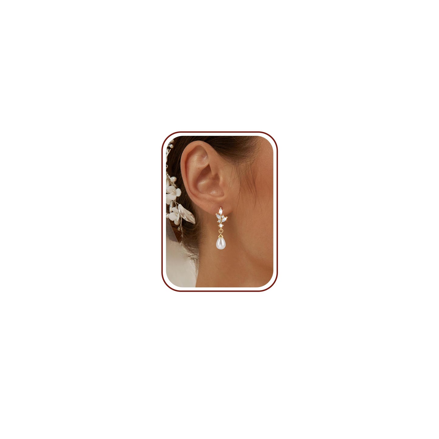 Pearl Earrings for Women, 14k Gold Plated Trendy Diamond Pearl Drop Earrings Hypoallergenic Dainty Bridal Gifts Wedding jewelry for Women