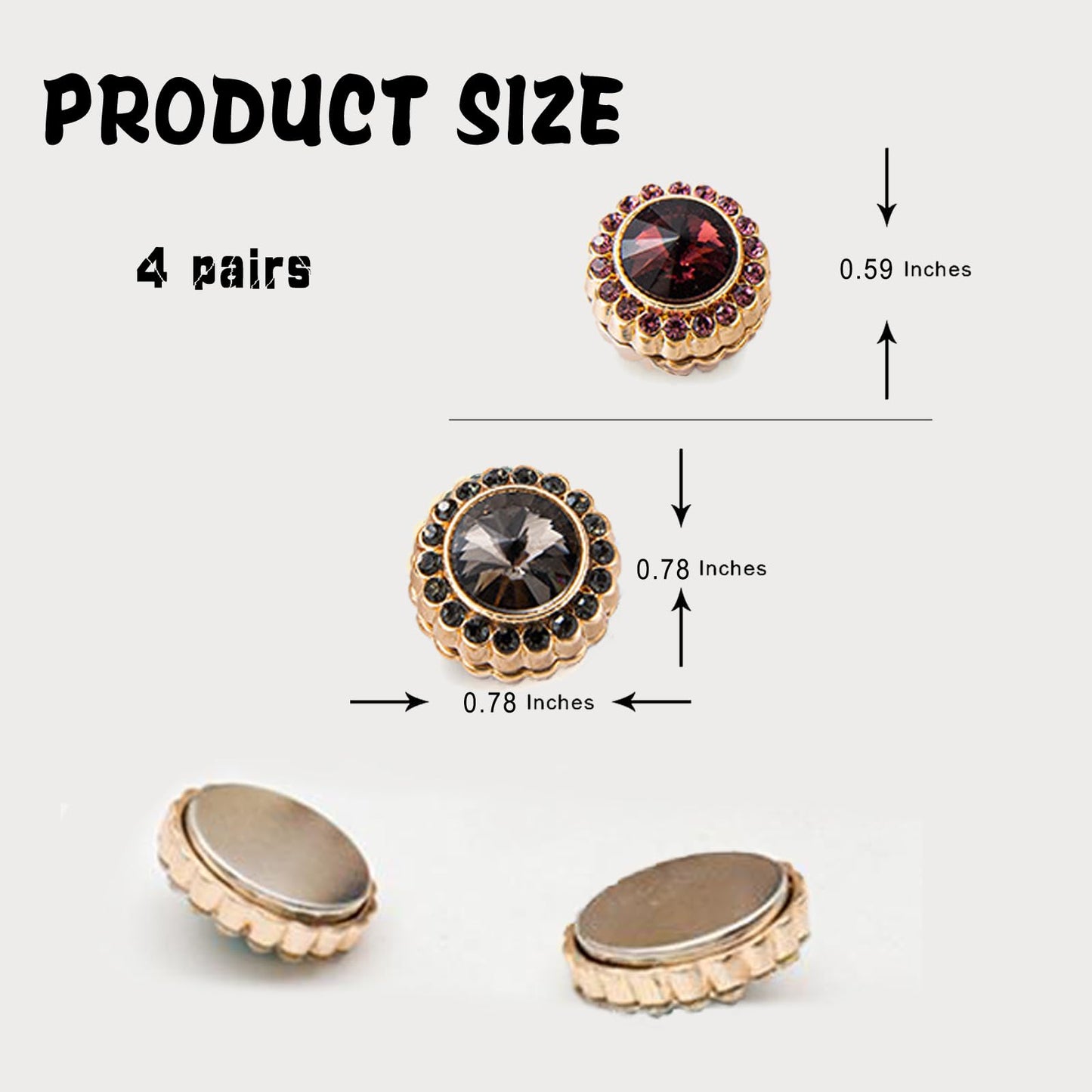 4Pcs Strong Hijab Magnets, Big Magnets for Muslim Scarf, Hijab Magnetic Pins, Magnetic Buttons for Clothing, Rhinestone Hijab Magnet for Women Girls Scarf Niqab