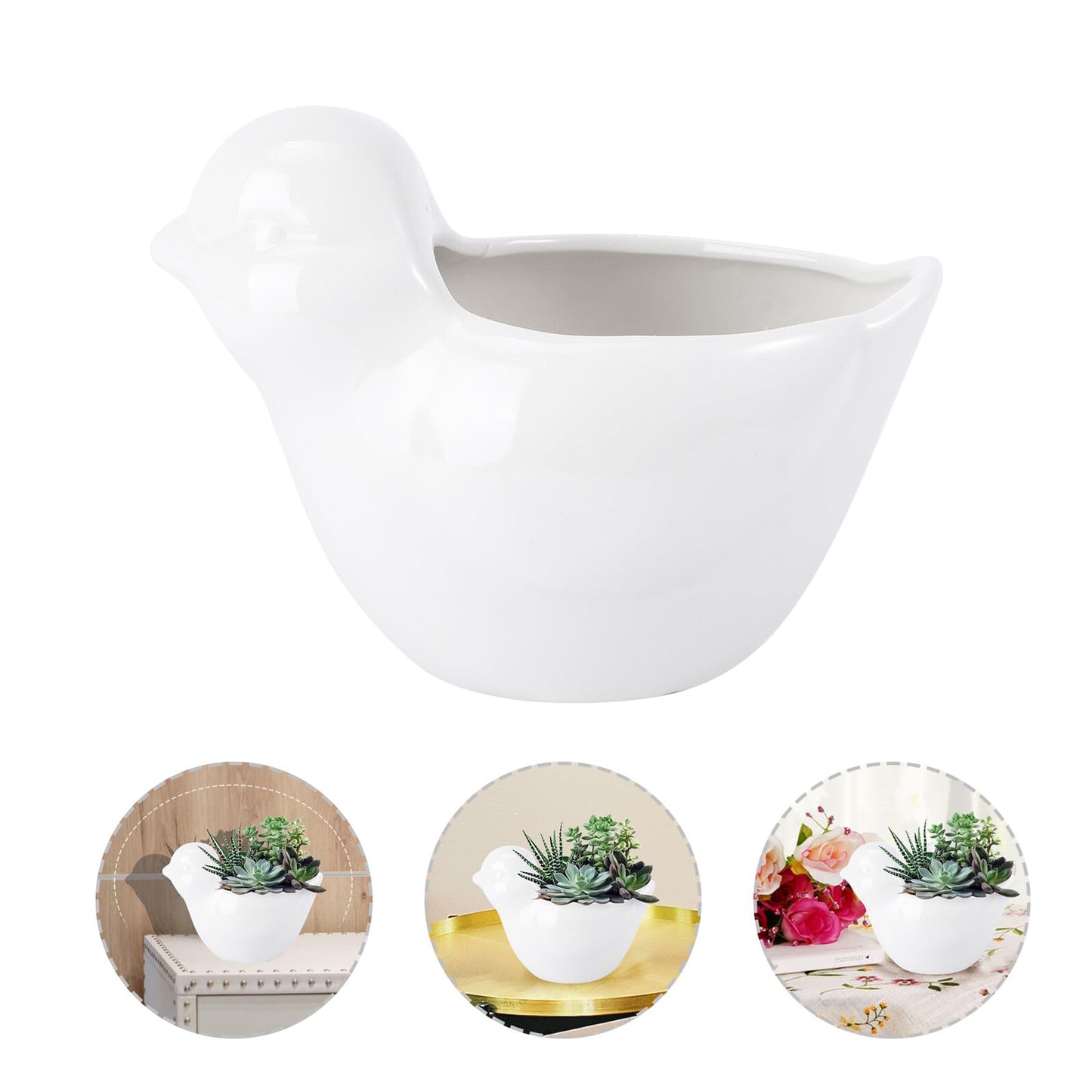 DRESSOOS Creative Bird Modeling Ceramic Succulent Flowerpot Unique Animal Planter Pot for Indoor Outdoor Home Office Garden Decoration for Small Flowers and