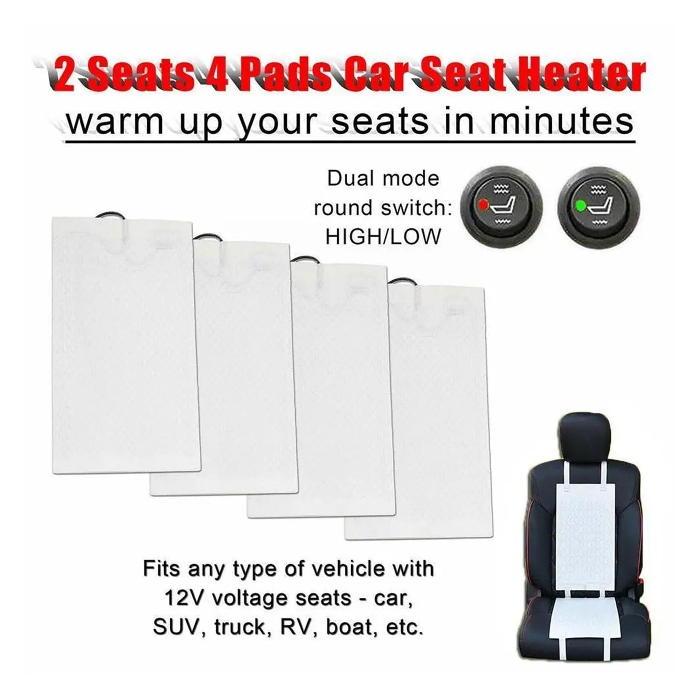 YVKNCDL 1pcs Universal 12V Car Seat Heater Carbon Fiber Heating Safety Winter Heating Heater Seat Cushion Accessories Heater Car Se L9J6