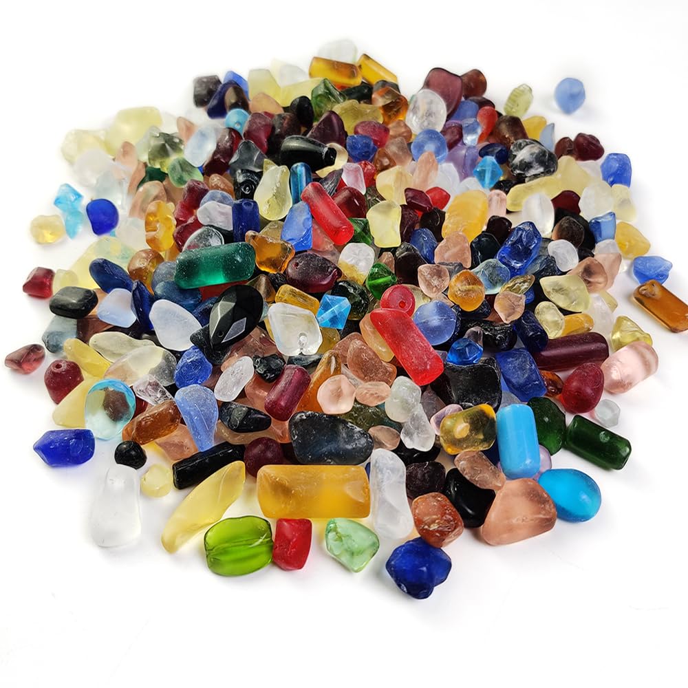 HappyFiller 5 LB Tumbled Glass Bead Stones,Matted Colorful Artificial Sea Glass Pebbles,Vase Fillers,Garden Landscape,Fountain Rocks,Aquarium Fish Tank Pea Gravel,Beach Theme,Resin Art
