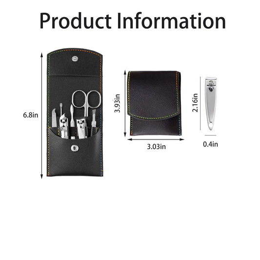 7 Pcs Nail Clippers Set,Stainless Steel Manicure Set for Home,Outdoor Travel,Gift Giving,Salon(Black)